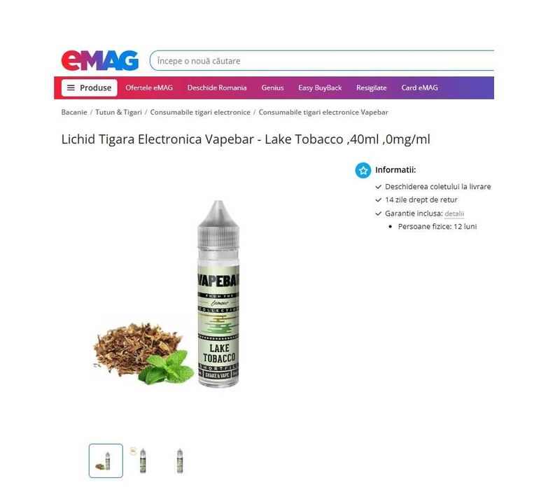 4+1 Lichid PREMIUM Vapebar Lake Tobacco 40 ml