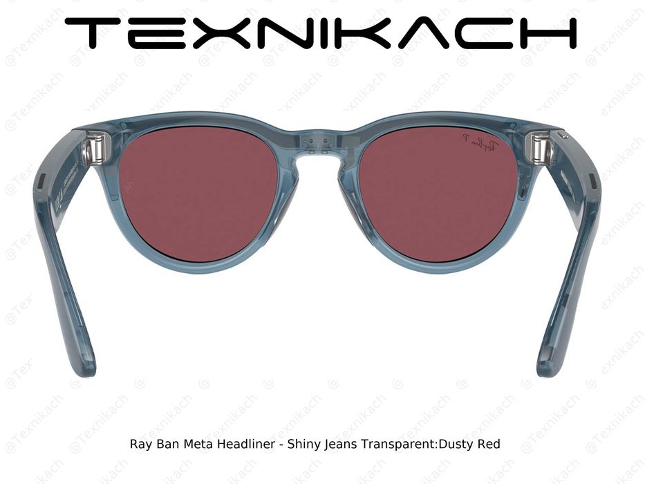 Новый • Ray Ban Meta Headliner Shiny Jeans Transparent Dusty Red •