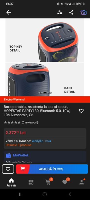 Boxa Hopestar party 120W (puternica-2 microfoane)