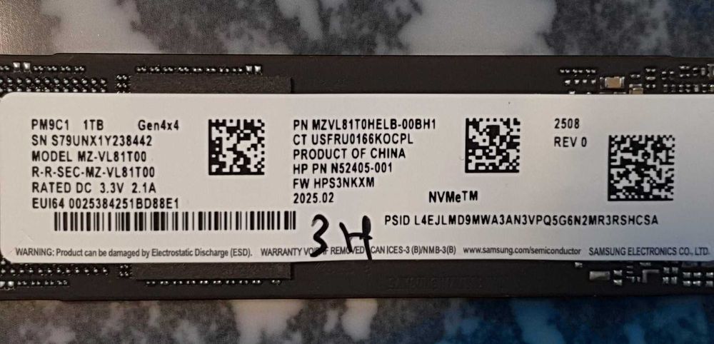 SSD Nvme 1TB Samsung Nou, garantie