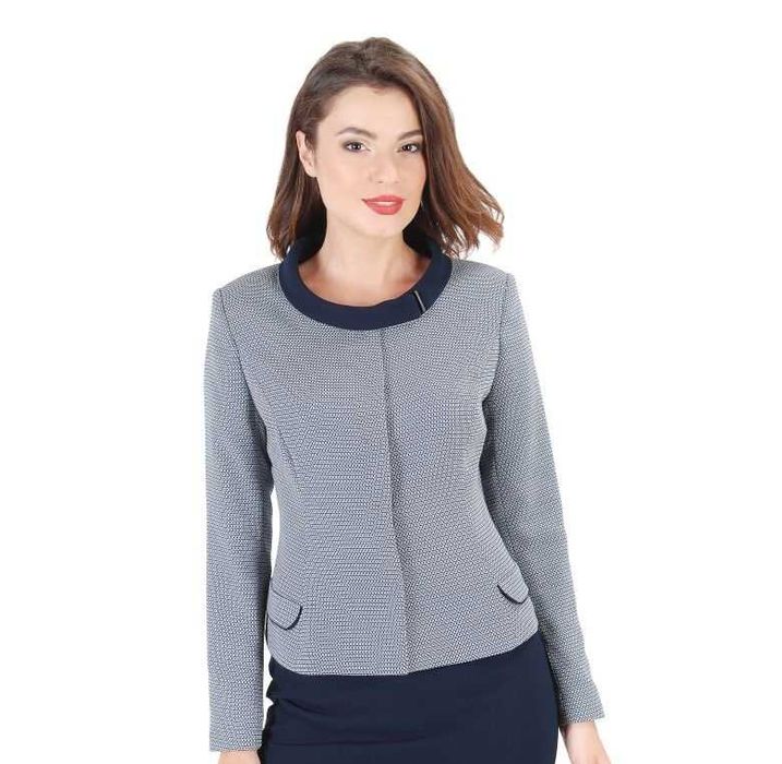 Sacou YOKKO office cu guler rotund si fusta conica midi noi, marime 36