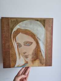 Tablou lemn pictat Fecioara Maria