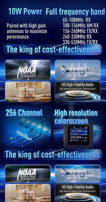 Radtel RT-900 8W Radio cu bandă completă Walkie Talkie 256CH NOAA