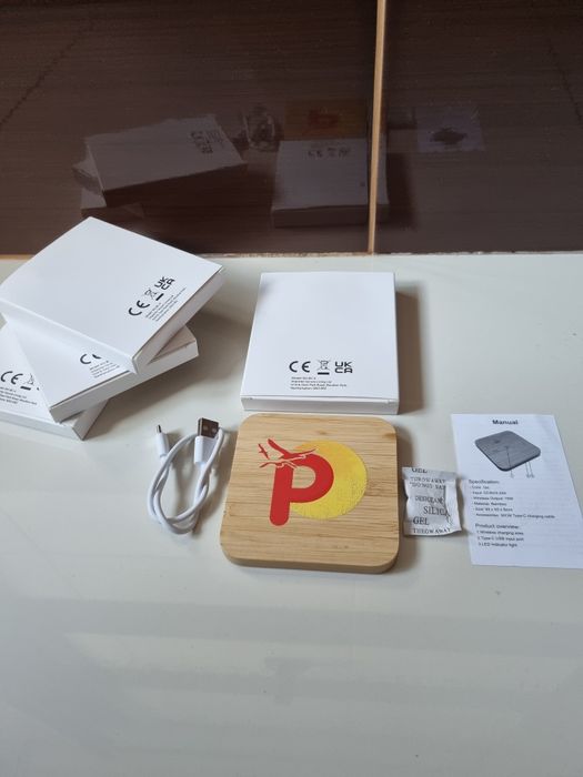 Încărcător wireless bambus Output 15W încărcare rapidă