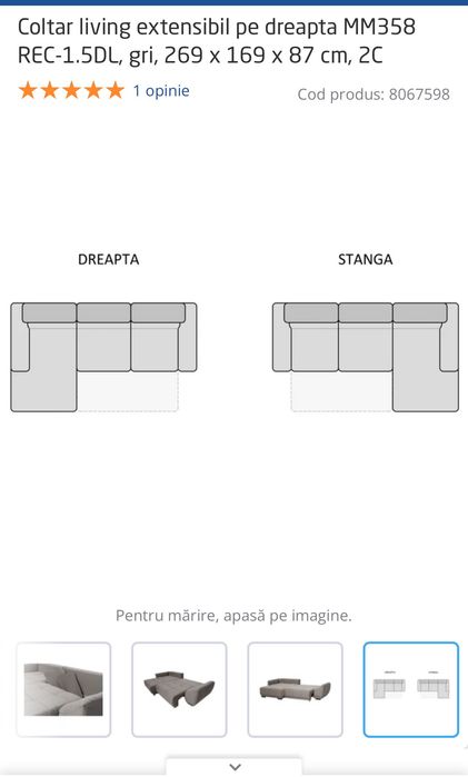 Canapea extensibilă modernă, foarte confortabilă – nou nouță