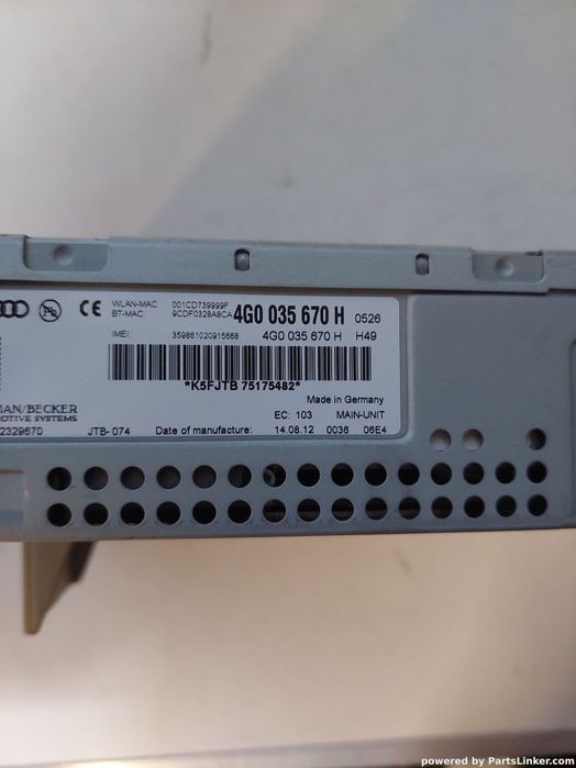 Unitate Multimedia  AUDI A7 Sportback (4GA, 4GF) [ 2010 - 2018 ] OEM 4g0035670h