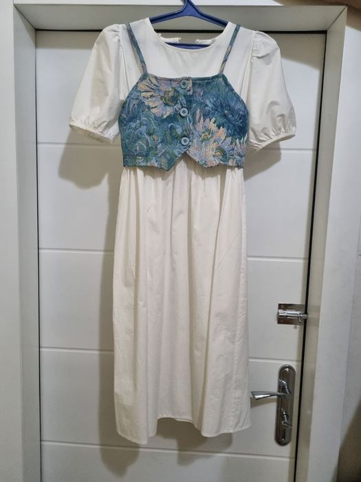 Платье белого цвета, СТАНДАРТ, накидка снимается, ношеное