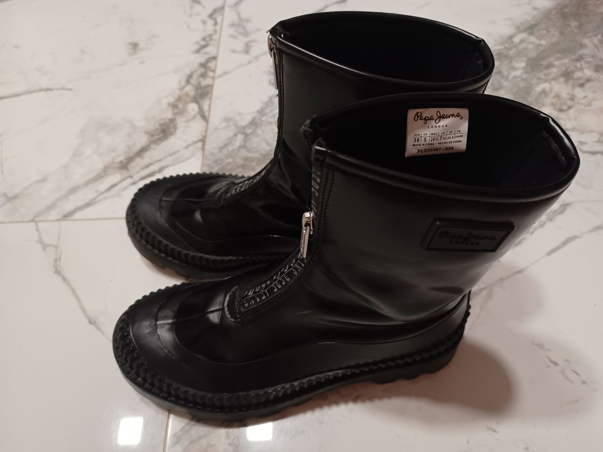 Боти  от еко кожа с цип отпред PEPE JEANS