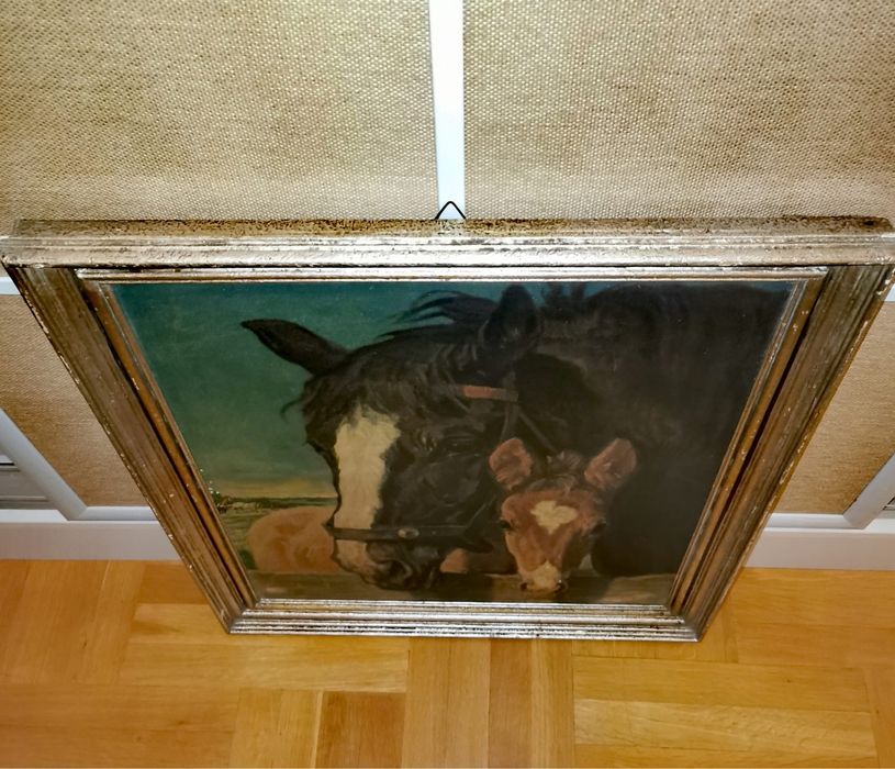 Картина с коне Julius Paul Junghanns маслена живопис Юлиус Пол Юнгханс