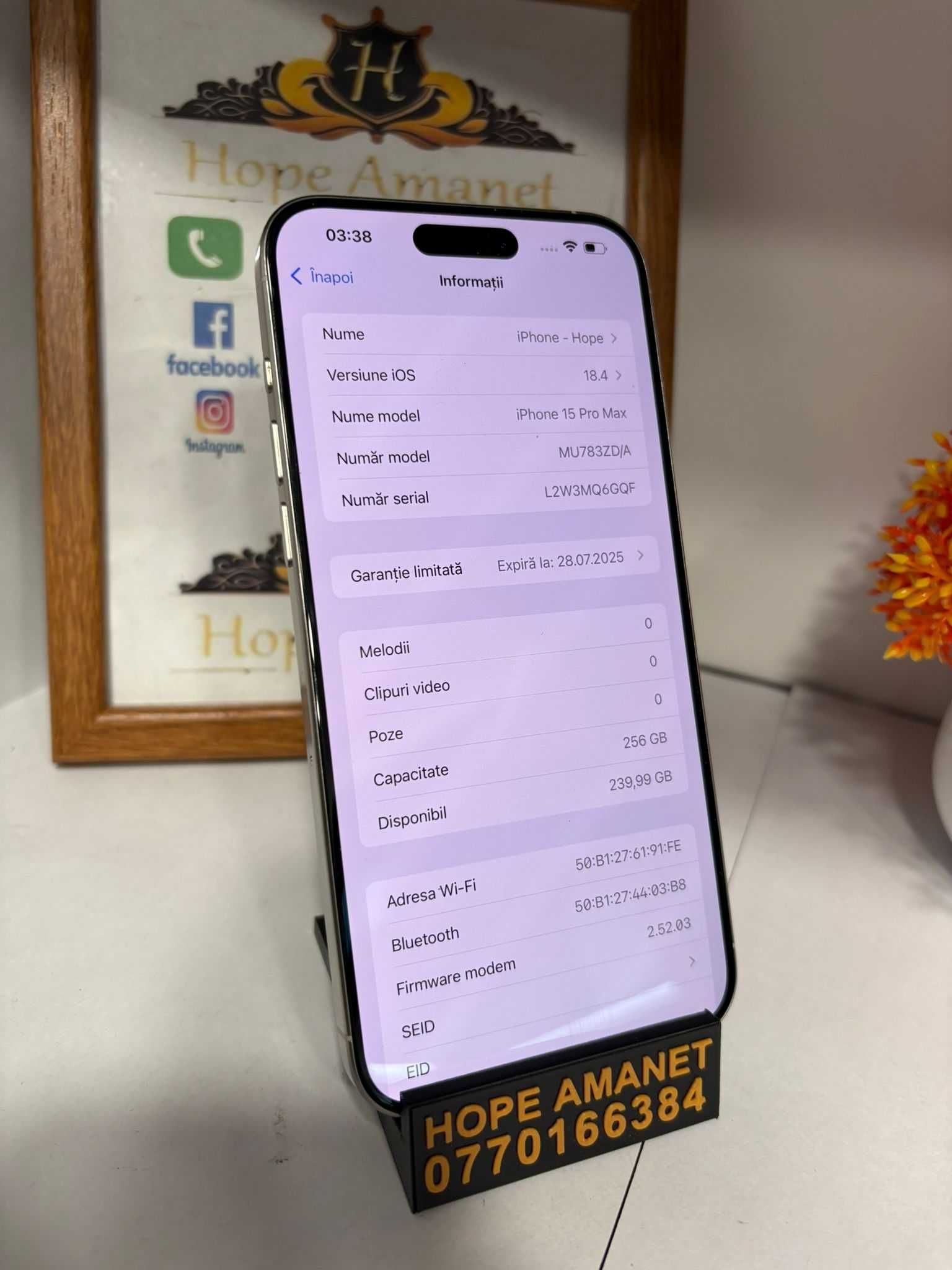 HOPE AMANET P2-Iphone 15 pro max 256 GB / 100% BAT