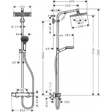 Coloana dus cu termostat Hansgrohe Crometta