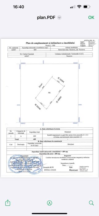 Teren intravilan 489mp Burdujeni
