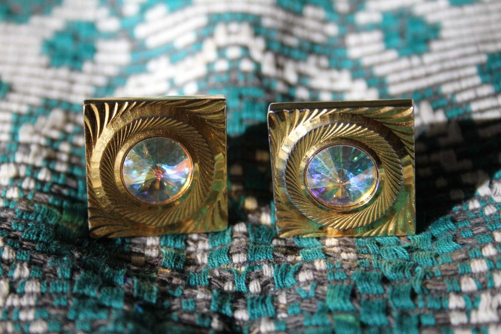 Винтаж: Крупные, эффектные, фактурные запонки "Калейдоскоп" Англия