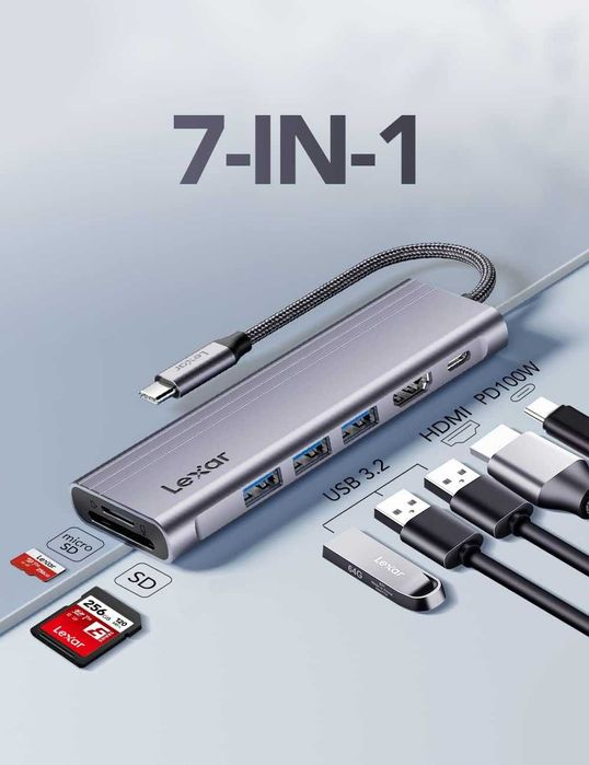 Lexar H31 USB C докинг станция HDMI 4K60Hz,за лаптоп/таблет/смартфон