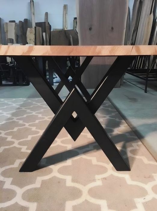 Set 2 picioare metalice de masa, model Dublu V