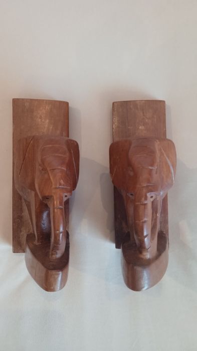 Elefanti, suporti laterali de carti, vechi, din lemn de palisandru