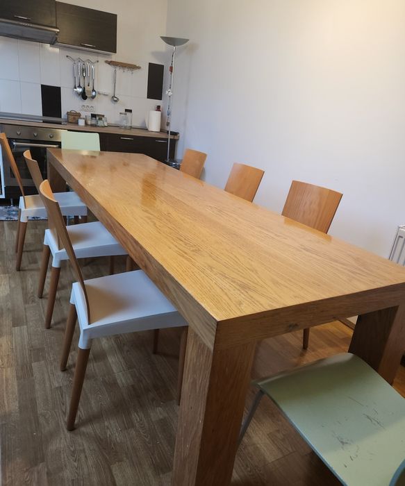 Masa lemn masiv stejar cu 6 scaune