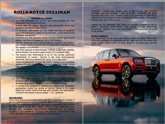 Колекционерски прес кит брошура списание книга Rolls-Royce Cullinan