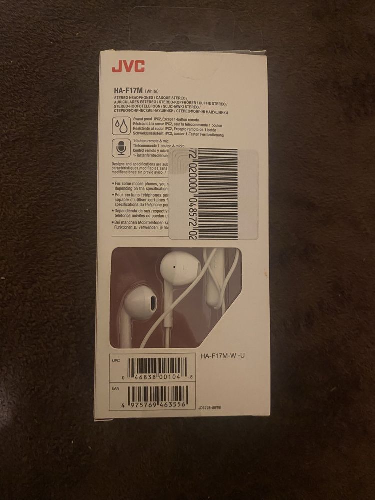 Кабелни слушалки JVC HA-F17M с микрофон - бели