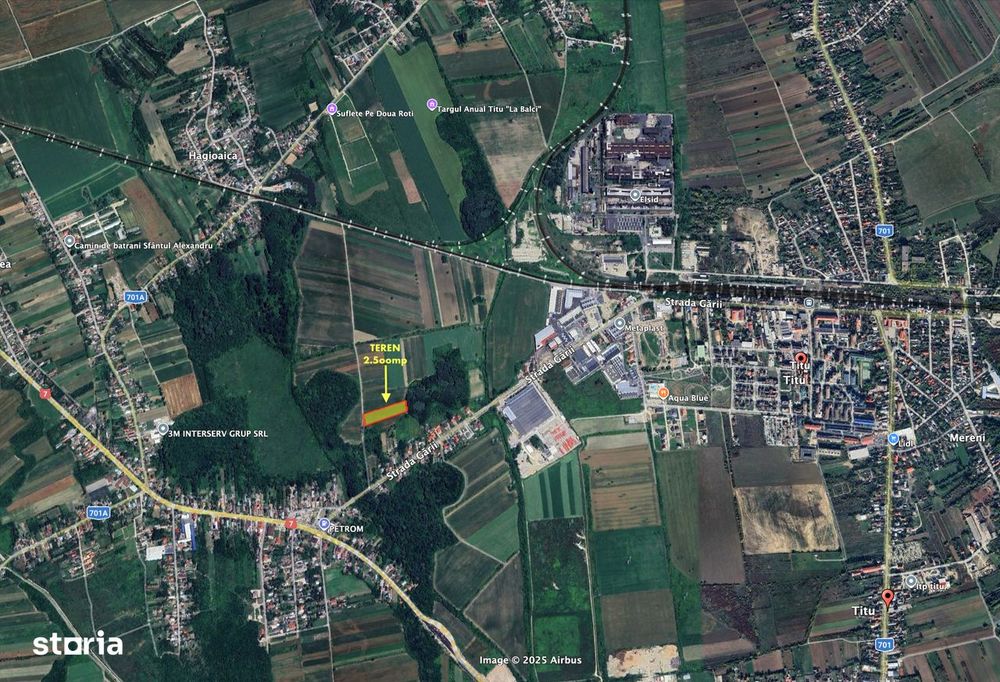 Titu, Dâmbovița, teren 2.5oomp intre 2 păduri, utilități, case