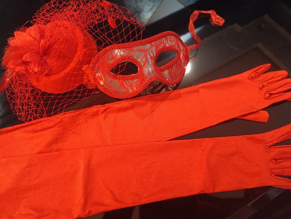 Роскошный карнавальный набор, карнавальная маска, перчатки,шляпа