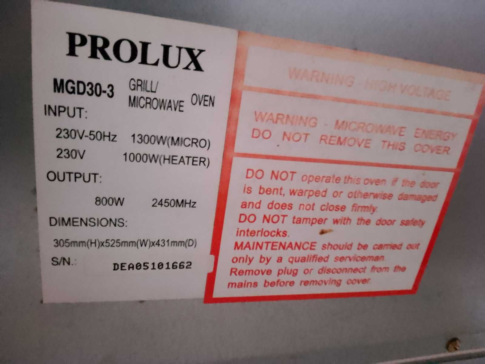 ПРОДАВАМ Микровълнова печка Prolux MGD30-3