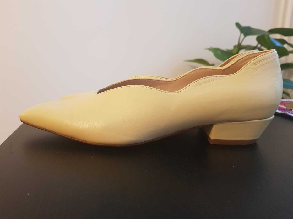 Balerini din piele Mango, galben deschis, numarul 37