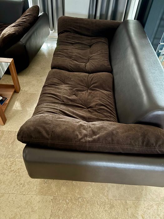 Set canapea piele, fotoliu piele, masă cafea