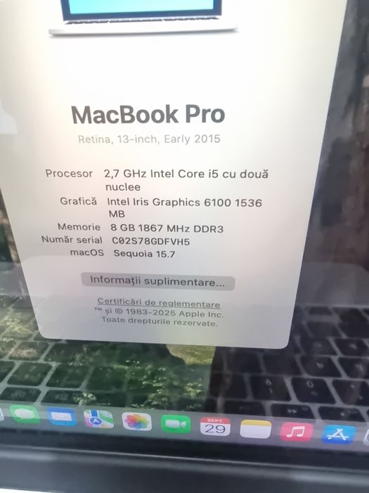 Laptop Apple Retina i5 gen5 8g ram asd128