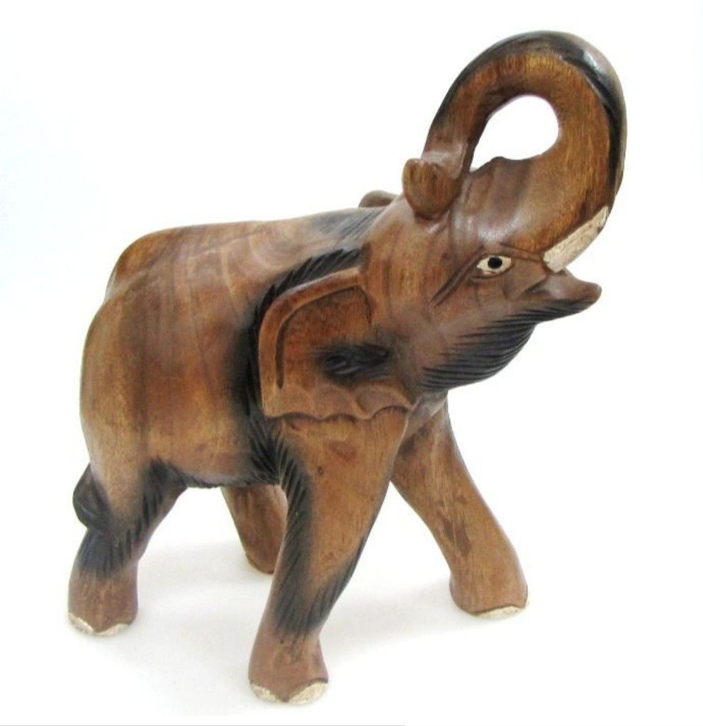 Фигура на слон от масивно дърво, ръчна изработка, подарък сувенир