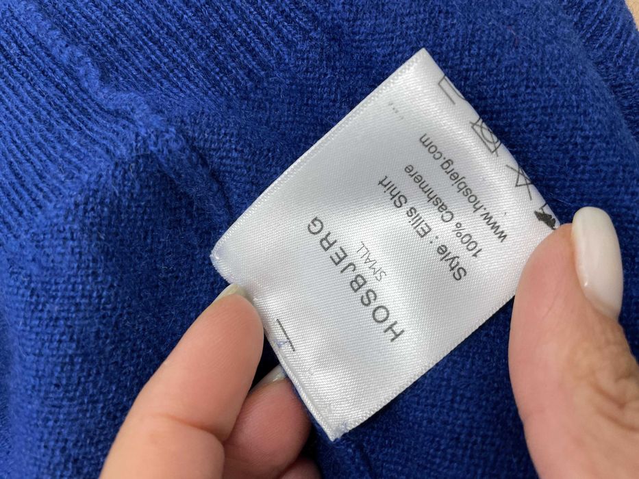 HOSBJERG размер S / M дамски кашмирен пуловер 100% КАШМИР син