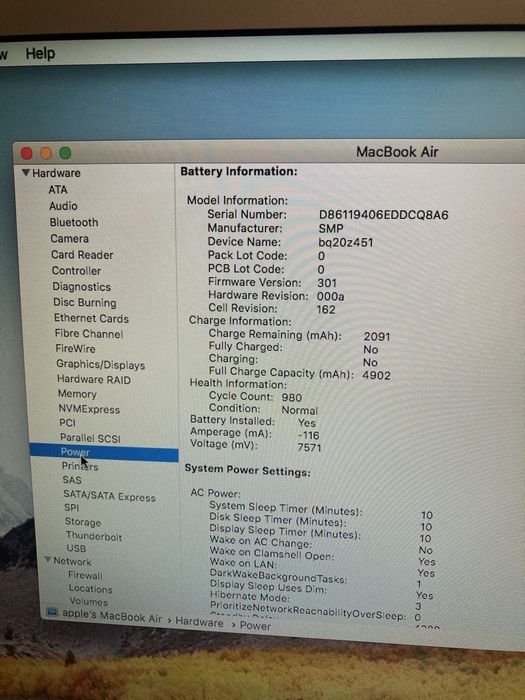 Laptop Macbook Air 13 Late 2010 ; SSD