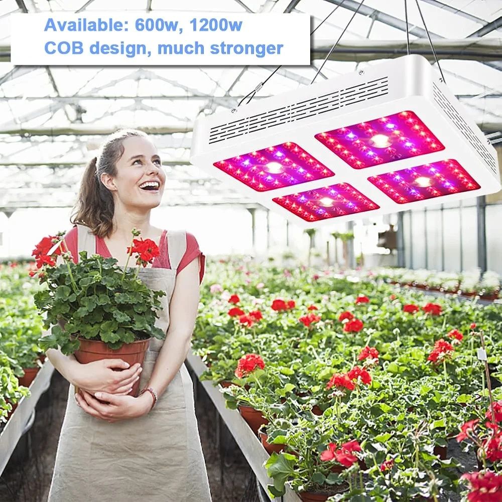 Фито LED лампа за отглеждане, 1200W двоен COB рефлектор, пълен спектър