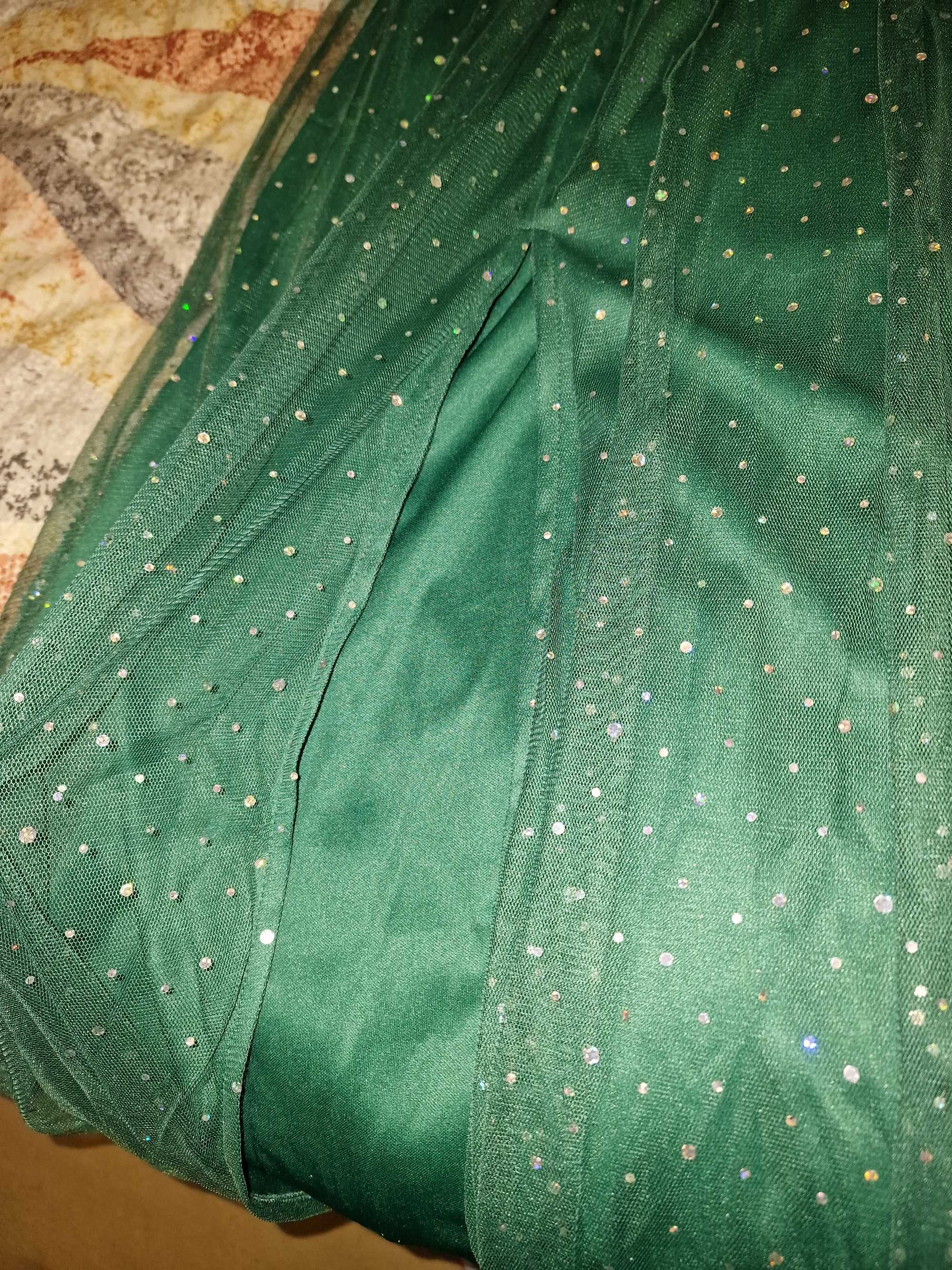 Rochie ocazie verde cu paiete