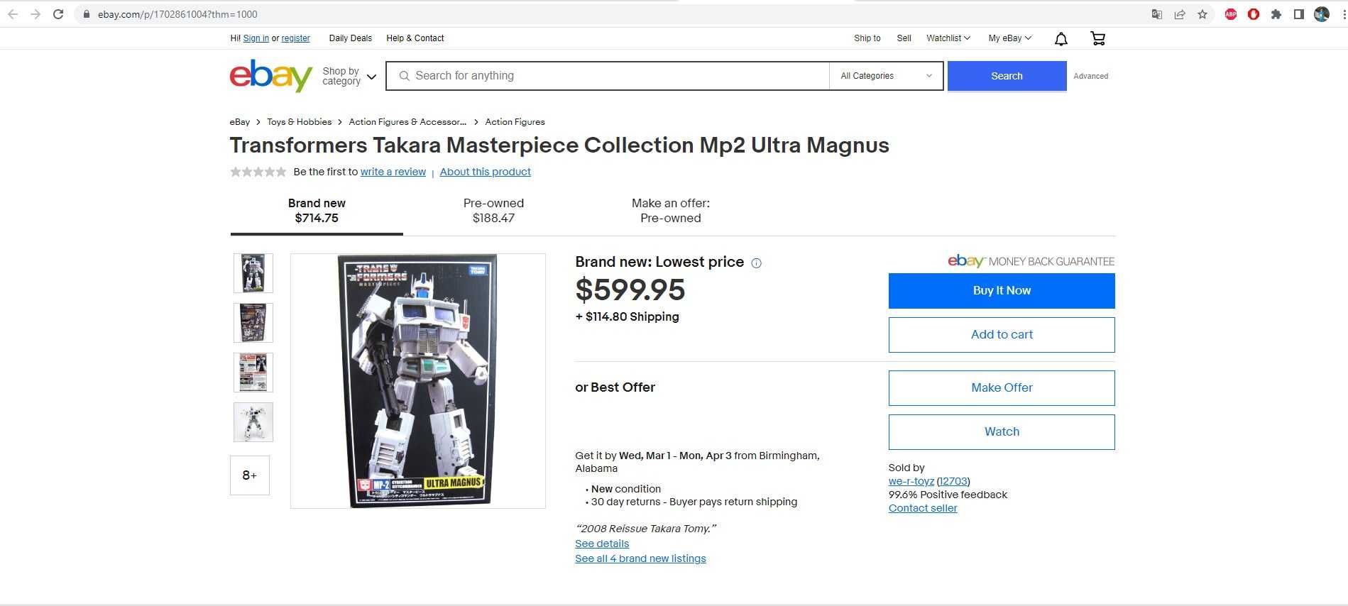 Transformers Takara Masterpiece Colectie Mp2 Ultra Magnus