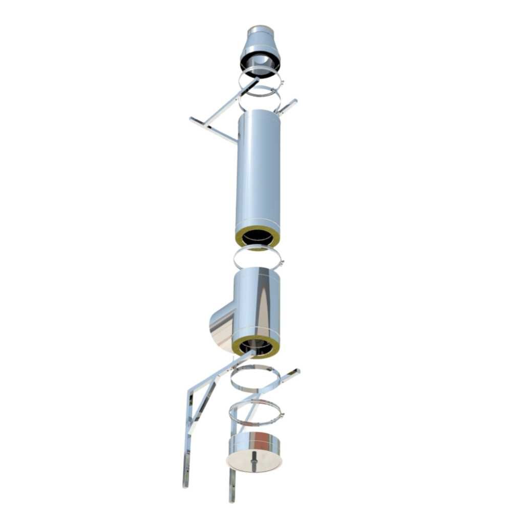 Sistem cos fum inox izolat, diam int 120 mm , ext 220 mm H=4M