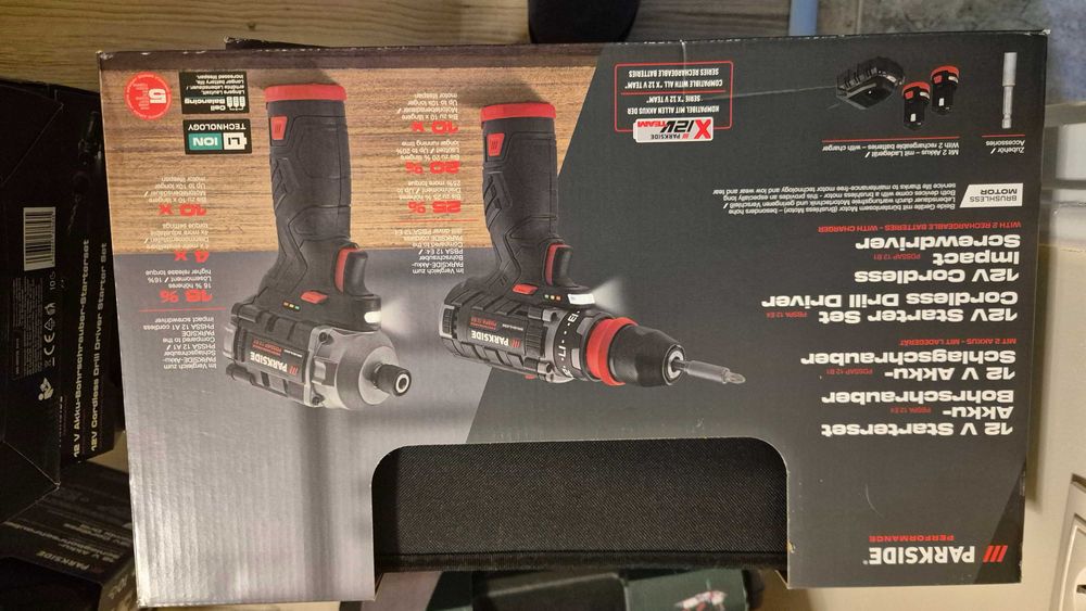 12V Комплект винтоверт и ударен винтоверт Parkside Performance с 2 БАТ