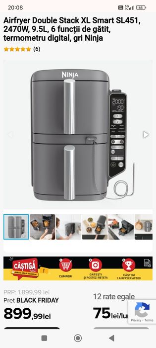 Friteuză/airfryer Ninja Double Stack XL smart