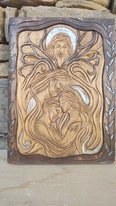 Дърворезба "Любовта на Бога" - Арт изкуство, уникален подарък