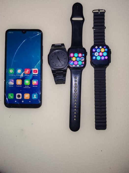 Redmi 7 telefon va 2 ta smart watch 1 ta qora arabcha soat