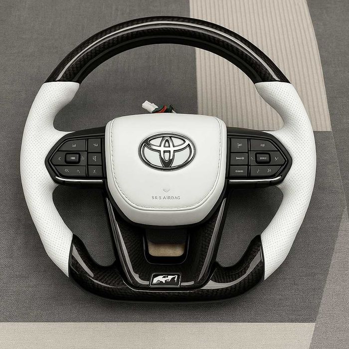 Toyota GR спортен волан черно бял карбон кожа Yaris Corolla