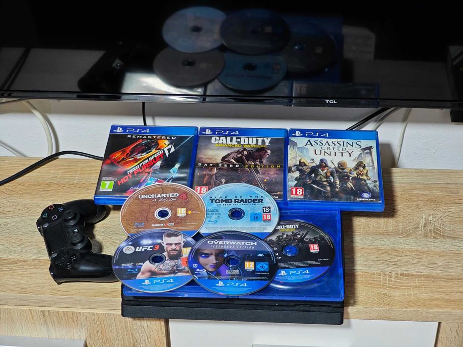 Ps4 PRO 4k 1tb, 8 jocuri, accesorii, consola Playstation Sony