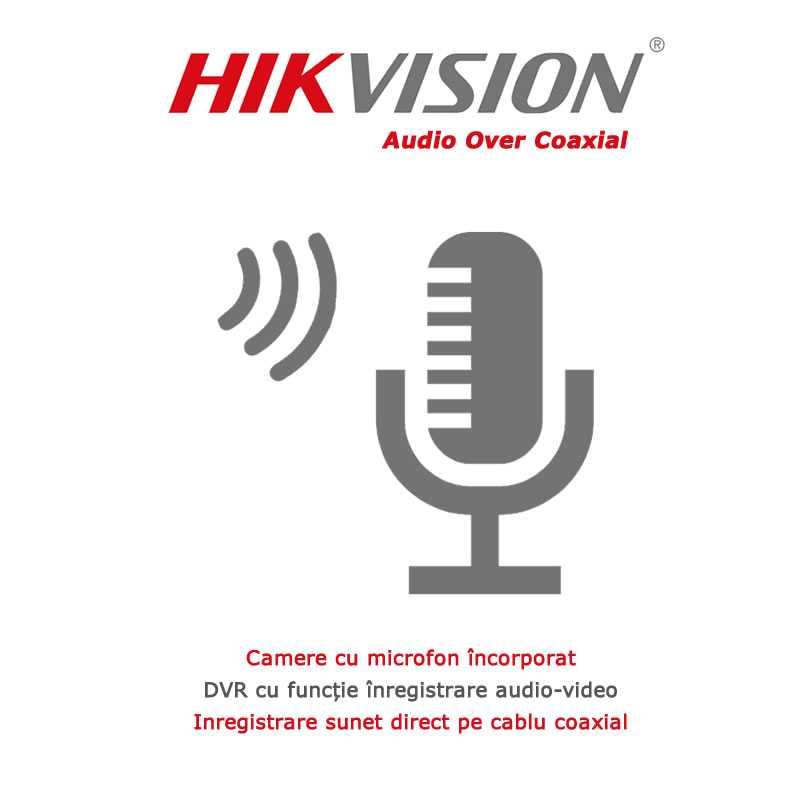 Kit supraveghere Hikvision 4 camere audio-video, rezolutie 2MP  IR 40