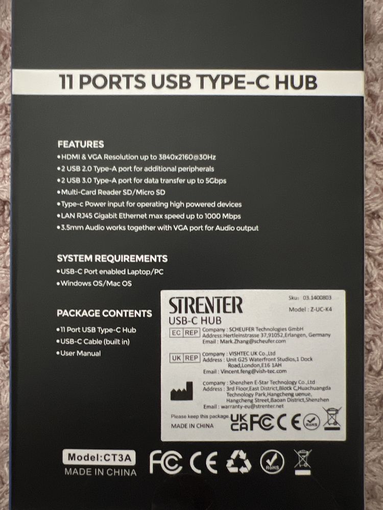 USB-C Hub Docking Station 11 ports 12 in 1 NOU SIGILAT