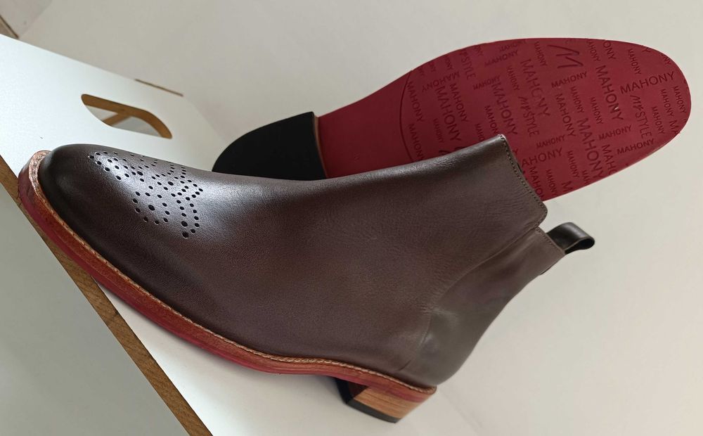 Ghete chelsea 38 39 40 41 lucrate manual Mahon London NOI piele natura