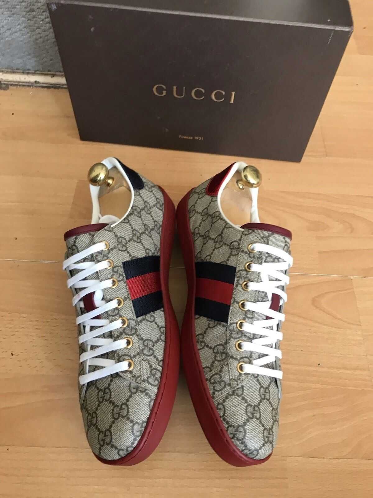 Мъжки кецове GUCCI GG Ace Supreme Red Print Canvas Гучи размер 45