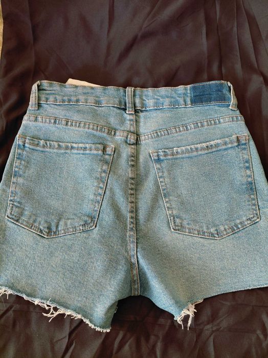 Blugi scurti talie inalta bleu zara