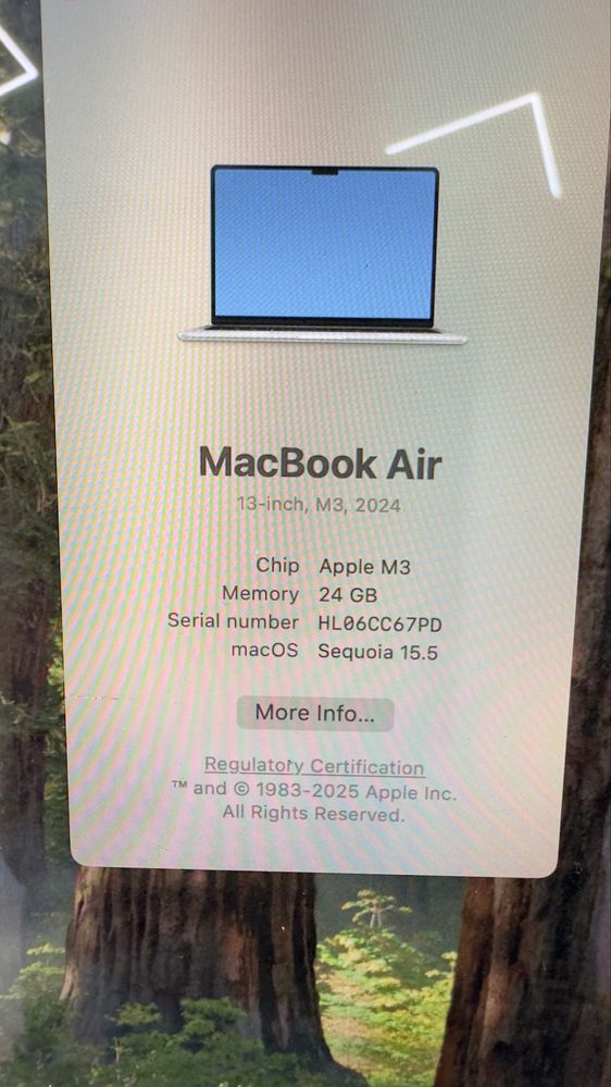 Macbook Air M3 CTO 24 ram 1 TB