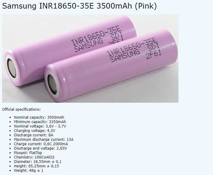 Батерия 18650 Samsung 3500mah 10A литиево йонна - НОВИ