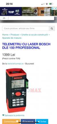 TELEMETRU CU LASER Bosh DLE 150 Profesional